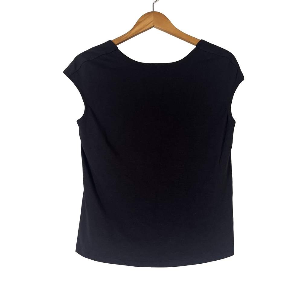 A693032 Me by Jennie Garth Marie Boatneck Cap Sleeve Tee Black M
